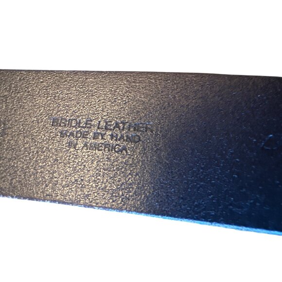 Martin Dingman Black Leather Belt W/ Solid Brass Buckle Made in USA 33 - Picture 6 of 9